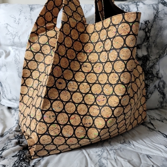 Risy 100% Handmade Cork Tote Handbag Grocery Bag - Picture 2 of 7